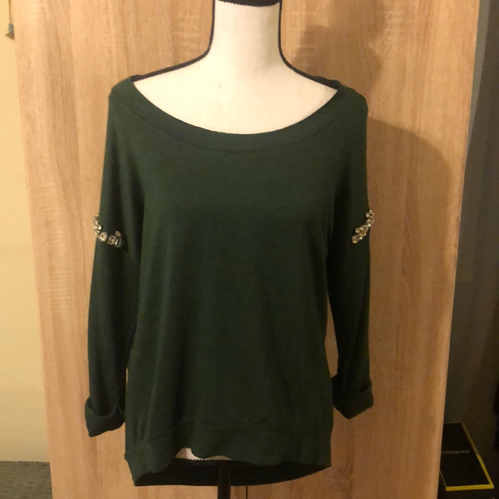 Lauter Brand dark green sweater with rhinestones